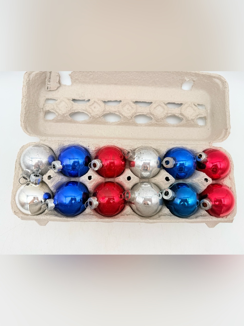 Vintage Classic Red, Blue & Silver Holiday Ornaments (Set)